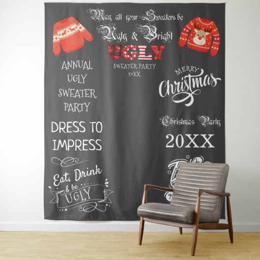 Ugly Sweater Party Foto Shoot Background Wandteppich (Beispiel)