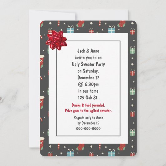 Ugly Sweater Party Golden Retriever Einladung (Rückseite)