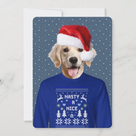 Ugly Sweater Party Golden Retriever Einladung (Vorderseite)