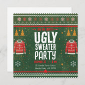 Ugly Sweater Party – Green Gold Holiday Fun Einladung (Vorne/Hinten)