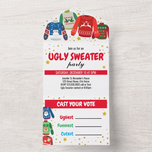 Ugly Sweater Party in einer Einladung (Innen Boden)