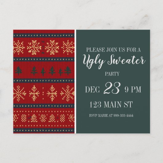 Ugly Sweater Party Invitation Postkarte (Vorderseite)