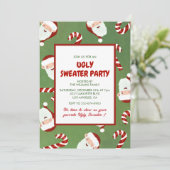 Ugly Sweater Party laden Niedlich Santa Barley Sug Einladung (Stehend Vorderseite)