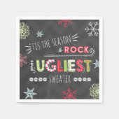 Ugly Sweater Party Napkin Die Saison Chalkboard Serviette (Vorderseite)
