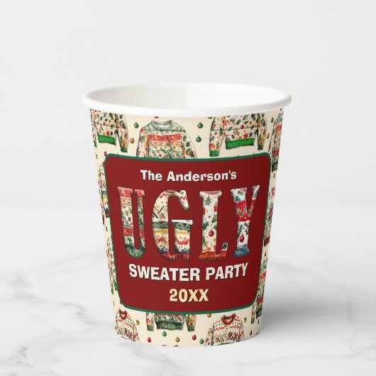 Ugly Sweater Party Pappbecher (Links)