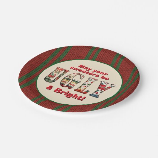 Ugly Sweater Party Pappteller (Schrägansicht)