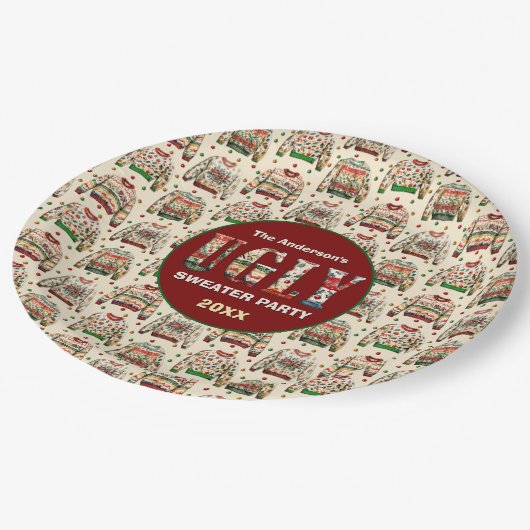 Ugly Sweater Party Pappteller (Schrägansicht)