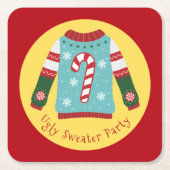 UGLY SWEATER PARTY RECHTECKIGER PAPPUNTERSETZER (Vorderseite)