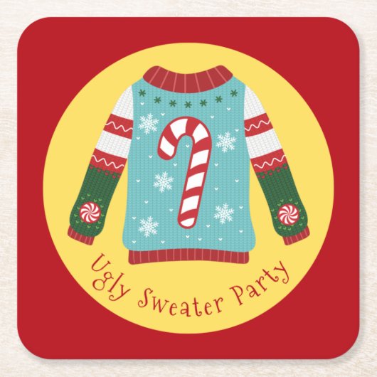 UGLY SWEATER PARTY RECHTECKIGER PAPPUNTERSETZER (Vorderseite)