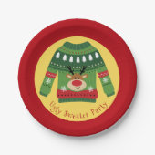 Ugly Sweater Party Rentier Pappteller (Vorderseite)