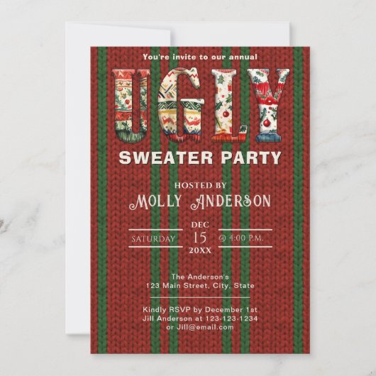 Ugly Sweater Party Save the Date (Vorderseite)