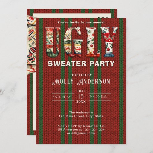 Ugly Sweater Party Save the Date (Vorne/Hinten)