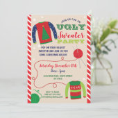 Ugly Sweater Party Weihnachtsfeiertage Einladung (Stehend Vorderseite)