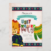 Ugly Sweater Pattern Weihnachts-Party Einladung (Vorne/Hinten)