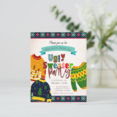 Ugly Sweater Pattern Weihnachts-Party Einladung (Stehend Vorderseite)