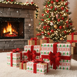 Ugly Sweater pixelated Santa Festive Streifen Geschenkpapier