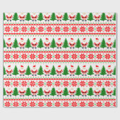 Ugly Sweater pixelated Santa Festive Streifen Geschenkpapier (Flach)