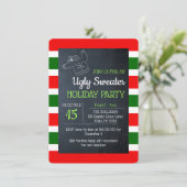 Ugly Sweater Red and Green Striday Einladung (Stehend Vorderseite)