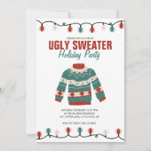 Ugly Sweater Red Green Boho Holiday Party Einladung (Vorderseite)