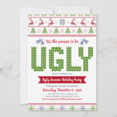 Ugly Sweater Red Green Weihnachtsfeier Spaß Einladung (Vorderseite)