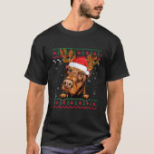 Ugly Sweater Reindeer Santa Christmas Doberman Dog T-Shirt (Vorderseite)