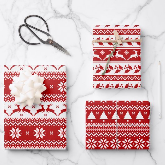 Ugly Sweater Rentier & Christmas Tree Geschenkpapier Set (Vorderseite)