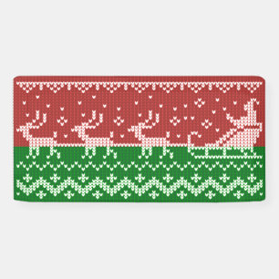 Ugly Sweater Santa Claus Schlitten und Rentiere Banner
