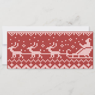 Ugly Sweater Santa Claus Schlitten und Rentiere Einladung