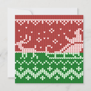 Ugly Sweater Santa Claus Schlitten und Rentiere Einladung