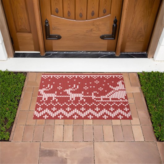 Ugly Sweater Santa Claus Schlitten und Rentiere Fußmatte (Außenbereich)