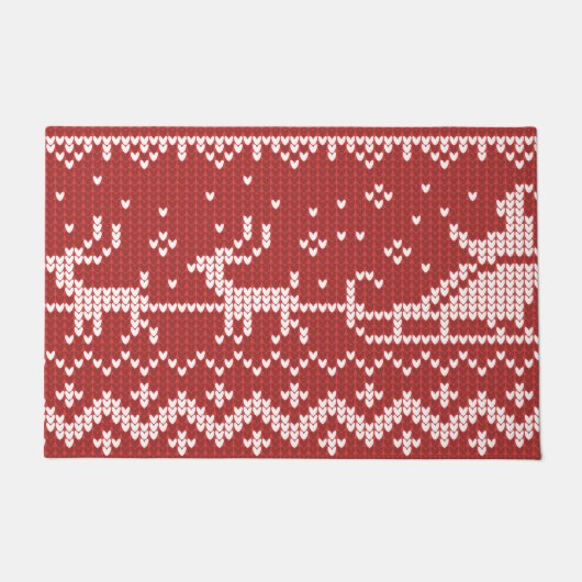 Ugly Sweater Santa Claus Schlitten und Rentiere Fußmatte (Vorderseite)