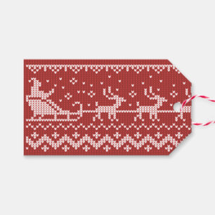 Ugly Sweater Santa Claus Schlitten und Rentiere Geschenkanhänger