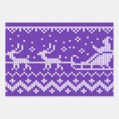 Ugly Sweater Santa Claus Schlitten und Rentiere Geschenkpapier Set (Vorderseite 3)