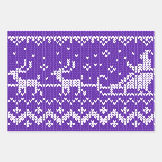 Ugly Sweater Santa Claus Schlitten und Rentiere Geschenkpapier Set (Vorderseite 3)