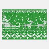 Ugly Sweater Santa Claus Schlitten und Rentiere Geschenkpapier Set (Vorderseite 2)