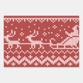 Ugly Sweater Santa Claus Schlitten und Rentiere Geschenkpapier Set (Vorderseite)