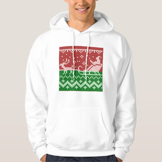 Ugly Sweater Santa Claus Schlitten und Rentiere Hoodie (Vorderseite)