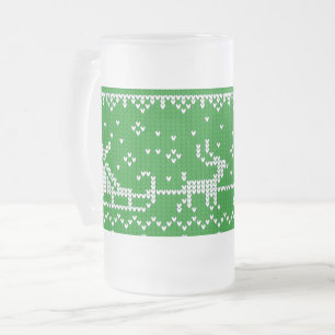 Ugly Sweater Santa Claus Schlitten und Rentiere Mattglas Bierglas