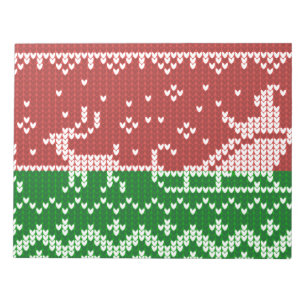 Ugly Sweater Santa Claus Schlitten und Rentiere Notizblock