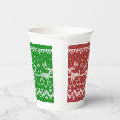 Ugly Sweater Santa Claus Schlitten und Rentiere Pappbecher (Rechts)