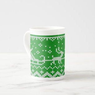 Ugly Sweater Santa Claus Schlitten und Rentiere Porzellantasse