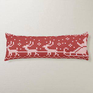 Ugly Sweater Santa Claus Schlitten und Rentiere Seitenschläferkissen