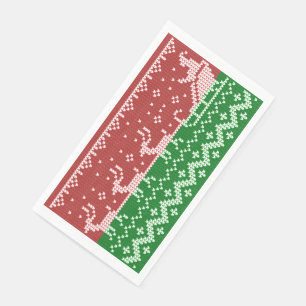 Ugly Sweater Santa Claus Schlitten und Rentiere Serviette