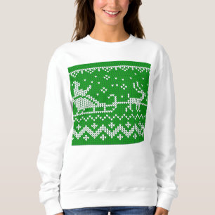 Ugly Sweater Santa Claus Schlitten und Rentiere Sweatshirt