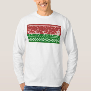 Ugly Sweater Santa Claus Schlitten und Rentiere T-Shirt
