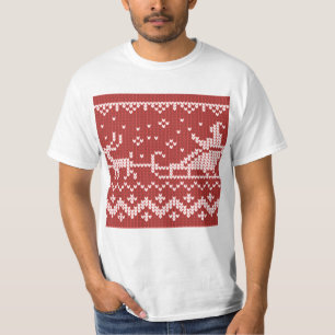 Ugly Sweater Santa Claus Schlitten und Rentiere T-Shirt