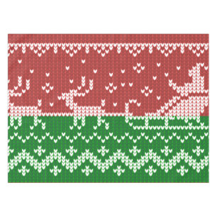 Ugly Sweater Santa Claus Schlitten und Rentiere Tischdecke