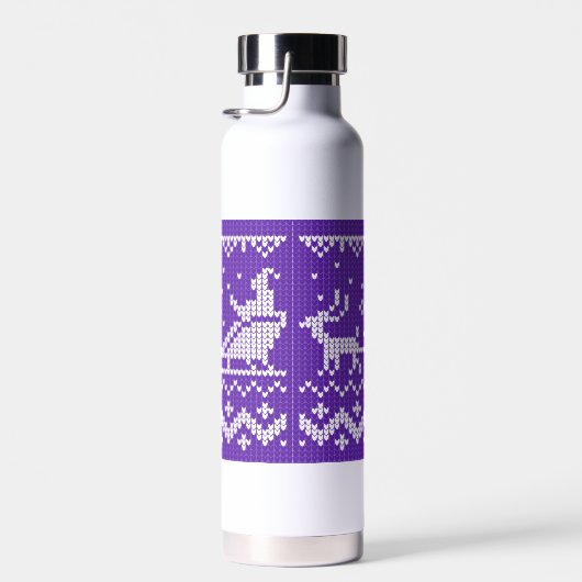 Ugly Sweater Santa Claus Schlitten und Rentiere Trinkflasche (Rechts)