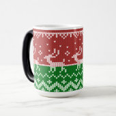 Ugly Sweater Santa Claus Schlitten und Rentiere Verwandlungstasse (Vorderseite Links)