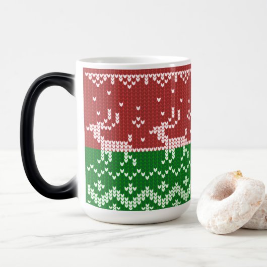 Ugly Sweater Santa Claus Schlitten und Rentiere Verwandlungstasse (Mit Donut)